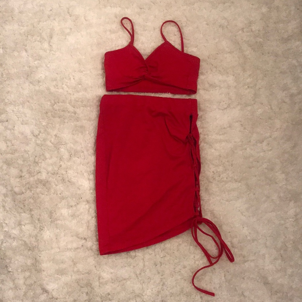 Two piece top and skirt set